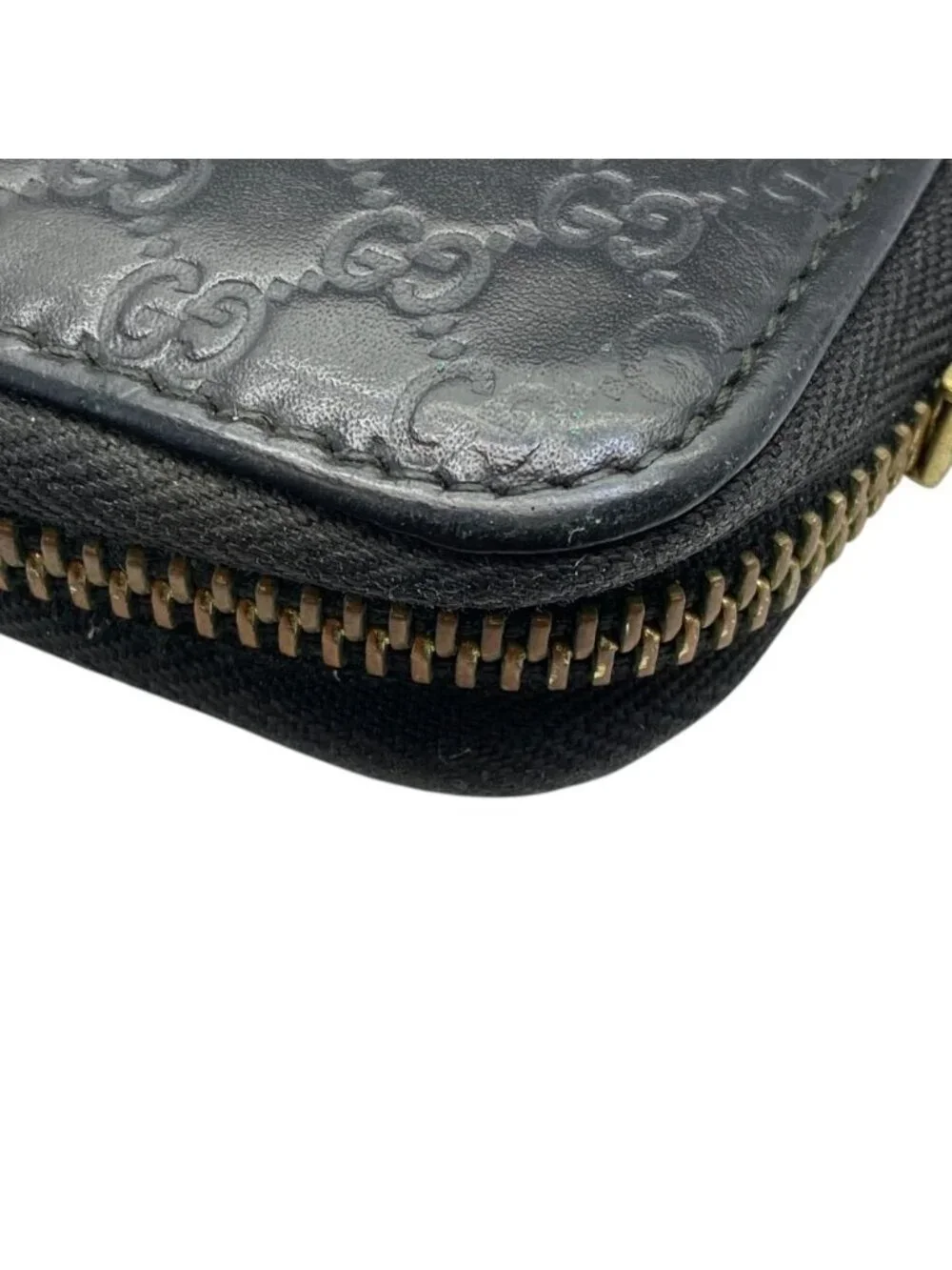 Gucci Micro Guccissima Wallet Zip Around Logo Leather Black Sophistication - Picture 3 of 9